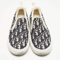 Dior Navy Blue Oblique Canvas Solar Slip On Sneakers Size 37