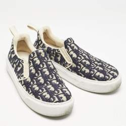 Dior Navy Blue Oblique Canvas Solar Slip On Sneakers Size 37