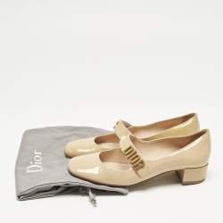 Dior Beige Patent Leather Baby-D Mary Jane Pumps Size 37