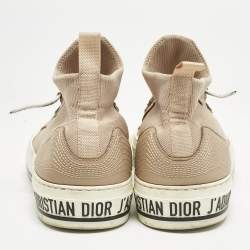 Dior Beige Knit Fabric Walk'n'Dior High Top Sneakers Size 37.5