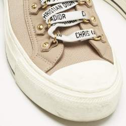 Dior Beige Knit Fabric Walk'n'Dior High Top Sneakers Size 37.5