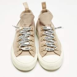 Dior Beige Knit Fabric Walk'n'Dior High Top Sneakers Size 37.5