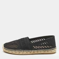 Dior Black Fabric Granville Espadrille Flats Size 36.5