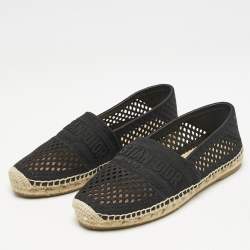 Dior Black Fabric Granville Espadrille Flats Size 36.5
