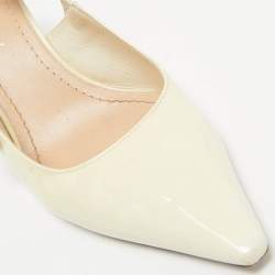 Dior Cream Patent Leather J'Adior Slingback Pumps Size 37.5