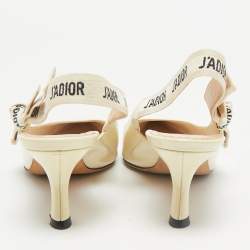 Dior Cream Patent Leather J'Adior Slingback Pumps Size 37.5