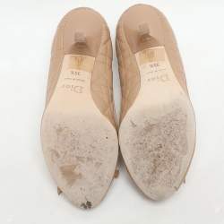 Dior Beige Clair Cannage Leather Sweet Peep Toe Pumps Size 35.5