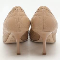 Dior Beige Clair Cannage Leather Sweet Peep Toe Pumps Size 35.5