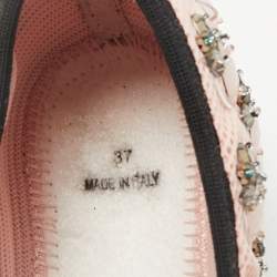 Dior Light Pink/Black Mesh Fusion Embellished Slip On Sneakers Size 37