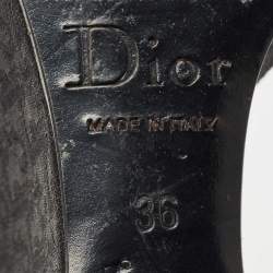 Dior Black Oblique Canvas and Leather Strappy Wedge Sandals Size 36