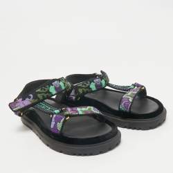 Dior Multicolor Brocade Fabric D-wave Ankle Strap Sandals Size 37.5
