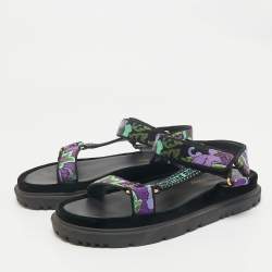 Dior Multicolor Brocade Fabric D-wave Ankle Strap Sandals Size 37.5