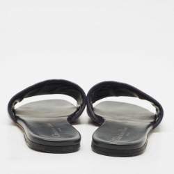 Dior Black/White Embroidered Canvas Dway Flats Slides Size 36.5