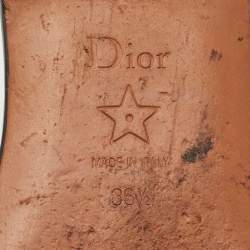 Dior Black/White Embroidered Canvas Dway Flats Slides Size 36.5