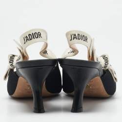 Dior Black Technical Fabric J'adior Slingback Pumps Size 38.5