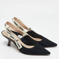 Dior Black Technical Fabric J'adior Slingback Pumps Size 38.5