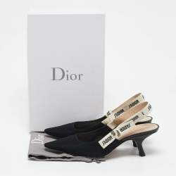 Dior Black Technical Fabric J'adior Slingback Pumps Size 38.5