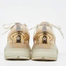 Dior White/Gold Rubber, Mesh and Leather Vibe Low Top Sneakers Size 40