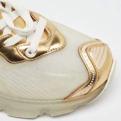 Dior White/Gold Rubber, Mesh and Leather Vibe Low Top Sneakers Size 40