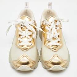 Dior White/Gold Rubber, Mesh and Leather Vibe Low Top Sneakers Size 40