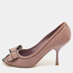 Dior Light Mauve Patent Leather Peep Toe Pumps Size 36.5