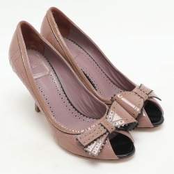 Dior Light Mauve Patent Leather Peep Toe Pumps Size 36.5