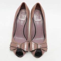 Dior Light Mauve Patent Leather Peep Toe Pumps Size 36.5