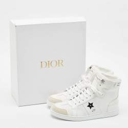Dior White Leather and Suede Ors High Top Sneakers Size 38