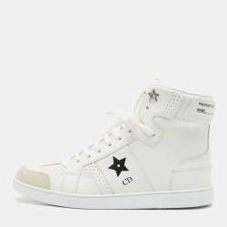 Dior White Leather and Suede Ors High Top Sneakers Size 38