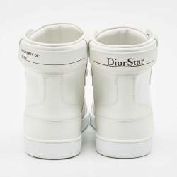 Dior White Leather and Suede Ors High Top Sneakers Size 38
