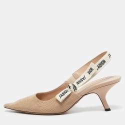Dior Beige Technical Fabric J'Adior Slingback Pumps Size 41