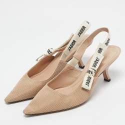 Pre Owned Dior Beige Technical Fabric J'Adior Slingback Pumps Size 41