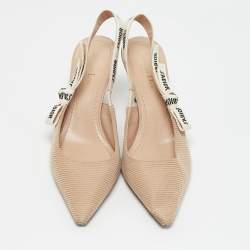 Pre Owned Dior Beige Technical Fabric J'Adior Slingback Pumps Size 41