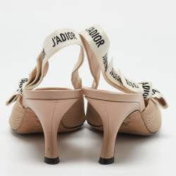 Pre Owned Dior Beige Technical Fabric J'Adior Slingback Pumps Size 41