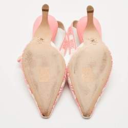 Dior Pink/White Technical Fabric J'Adior Slingback Pumps Size 39