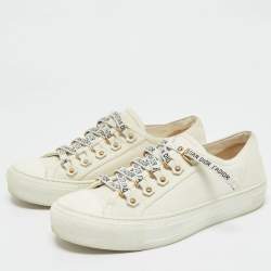 Dior Cream Canvas Walk'n'Dior Slip On Sneakers Size 37