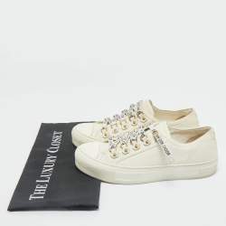 Dior Cream Canvas Walk'n'Dior Slip On Sneakers Size 37