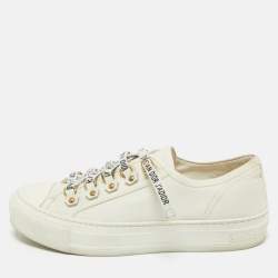 Dior Cream Canvas Walk'n'Dior Slip On Sneakers Size 37
