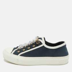 Dior Navy Blue Canvas Walk'n'Dior Low Top Sneakers Size 37.5