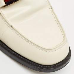 Pre Owned Dior Off White Brushed Leather Dior Code Slip On Loafers Size 41