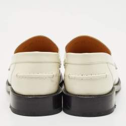 Pre Owned Dior Off White Brushed Leather Dior Code Slip On Loafers Size 41