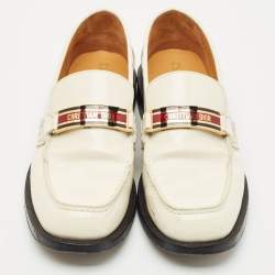 Pre Owned Dior Off White Brushed Leather Dior Code Slip On Loafers Size 41