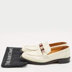Pre Owned Dior Off White Brushed Leather Dior Code Slip On Loafers Size 41