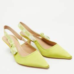 Dior Lime Satin J'adior Slingback Pumps Size 39.5