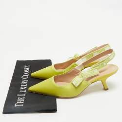 Dior Lime Satin J'adior Slingback Pumps Size 39.5