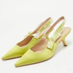 Dior Lime Satin J'adior Slingback Pumps Size 39.5