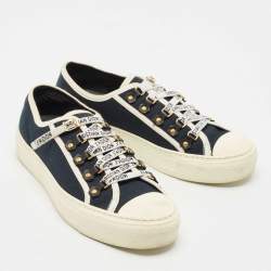 مملوكة مسبقًا حذاء رياضي ديور قماش بحري أزرق نيفي "ووك'ن'ديور" منخفظ من أعلى مقاس 39