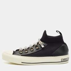 Dior Black Technical Knit Fabric and Leather Walk'n'Dior Sneakers Size 41.5
