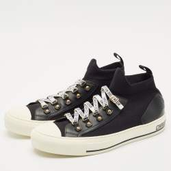 Dior Black Technical Knit Fabric and Leather Walk'n'Dior Sneakers Size 41.5
