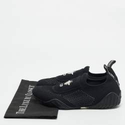 Pre Owned Dior Black Knit Fabric D-Fence Low Top Sneakers Size 38.5